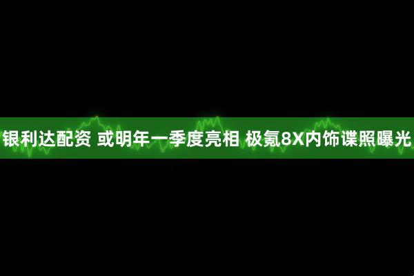银利达配资 或明年一季度亮相 极氪8X内饰谍照曝光